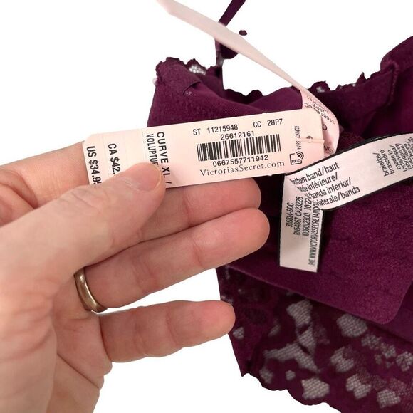 NEW VICTORIA'S SECRET Posey Lace Curvy Bralette Bra Size XL beet red - Picture 9 of 10